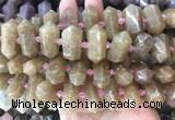 CBBS42 15 inches 12*25mm - 14*28mm hexahedral prism quartz beads