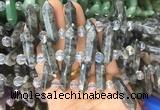 CBBS61 15 inches 8*30mm - 9*33mm hexahedral prism black labradorite beads