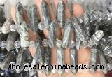 CBBS62 15 inches 8*30mm - 9*33mm hexahedral prism grey picture jasper beads