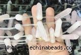 CBBS85 15 inches 8*30mm - 8*32mm hexahedral prism rose quartz beads