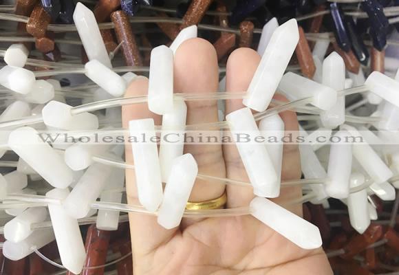 CBBS87 15 inches 8*30mm - 8*32mm hexahedral prism white jade beads