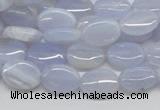 CBC09 15.5 inches 10*14mm oval blue chalcedony beads wholesale