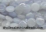 CBC11 15.5 inches 10mm flat round blue chalcedony beads wholesale