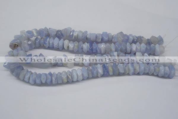 CBC32 15.5 inches 6*13mm faceted nuggets blue chalcedony beads