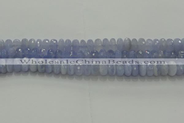 CBC448 15.5 inches 7*12mm faceted rondelle blue chalcedony beads