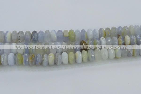 CBC468 15.5 inches 8*14mm faceted rondelle blue chalcedony beads