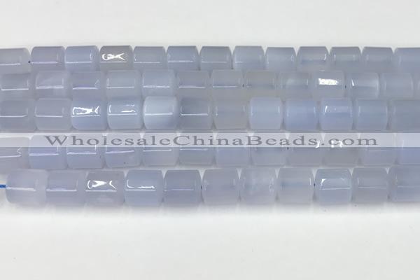 CBC824 15.5 inches 10*11mm tube blue chalcedony gemstone beads