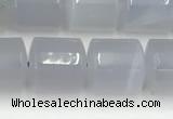 CBC825 15.5 inches 10*11mm tube blue chalcedony gemstone beads