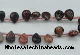 CBD15 6*8mm top-drilled teardrop brecciated jasper gemstone beads