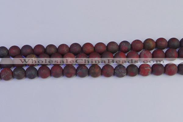 CBD364 15.5 inches 12mm round matte poppy jasper beads wholesale