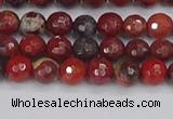 CBD375 15.5 inches 4mm faceted round poppy jasper beads