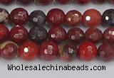 CBD376 15.5 inches 6mm faceted round poppy jasper beads