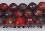 CBD377 15.5 inches 8mm faceted round poppy jasper beads