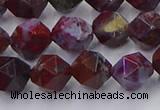 CBD384 15.5 inches 8mm faceted nuggets brecciated jasper beads