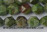 CBG110 15.5 inches 10mm faceted nuggets bronze green gemstone beads