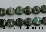 CBG14 15.5 inches 10mm flat round bronze green gemstone beads