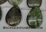 CBG24 Top-drilled 22*30mm flat teardrop bronze green gemstone beads