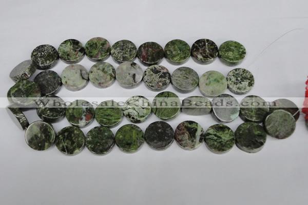 CBG63 15.5 inches 22mm coin bronze green gemstone beads