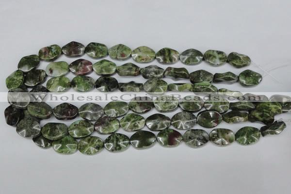 CBG65 15.5 inches 13*18mm wavy oval bronze green gemstone beads