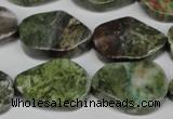 CBG67 15.5 inches 18*25mm wavy teardrop bronze green gemstone beads