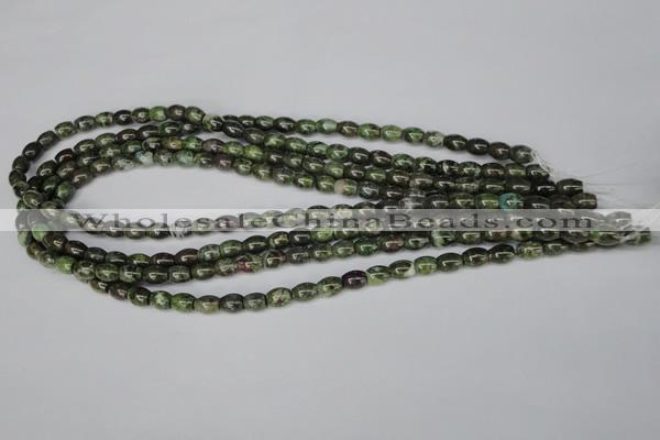 CBG78 15.5 inches 6*7mm rice bronze green gemstone beads