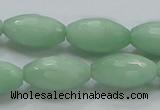 CBJ16 15.5 inches 12*22mm faceted rice jade beads wholesale