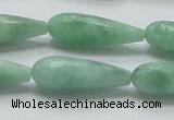 CBJ26 15.5 inches 10*30mm faceted teardrop jade beads wholesale