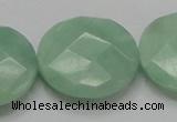 CBJ40 15.5 inches 30mm faceted flat round jade beads wholesale