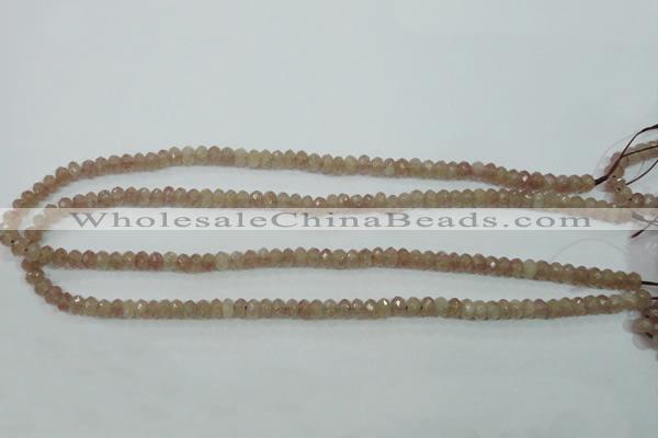 CBQ222 15.5 inches 4*6mm faceted rondelle strawberry quartz beads