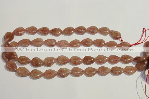 CBQ26 15.5 inches 12*16mm flat teardrop strawberry quartz beads