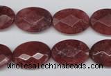 CBQ278 15.5 inches 13*18mm faceted oval strawberry quartz beads