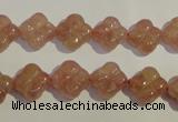 CBQ36 15.5 inches 11mm carved flower strawberry quartz beads