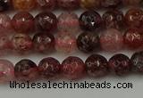 CBQ411 15.5 inches 6mm faceted round strawberry quartz beads