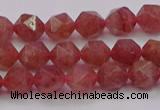 CBQ431 15.5 inches 6mm faceted nuggets strawberry quartz beads