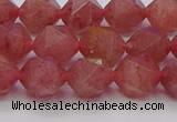 CBQ433 15.5 inches 10mm faceted nuggets strawberry quartz beads