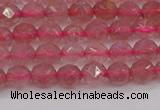 CBQ436 15.5 inches 6mm faceted nuggets strawberry quartz beads