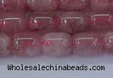 CBQ446 15.5 inches 10*12mm drum strawberry quartz beads