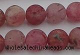 CBQ663 15.5 inches 12mm round matte strawberry quartz beads