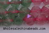 CBQ682 15.5 inches 8mm faceted nuggets mixed strawberry quartz beads