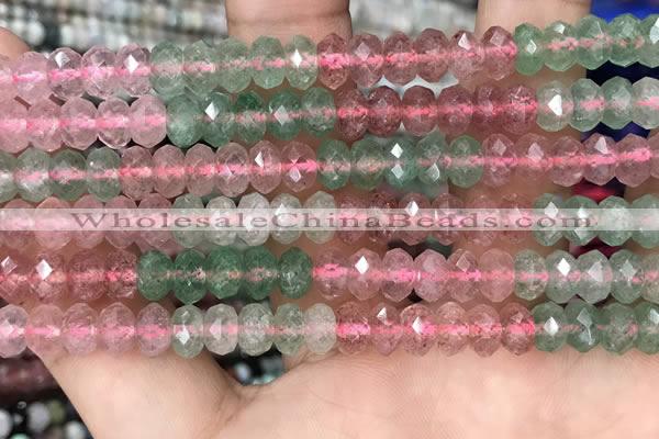 CBQ715 15.5 inches 4*6mm faceted rondelle mixed strawberry quartz beads