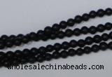 CBS01 15.5 inches 4mm round black stone beads wholesale