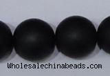 CBS09 15.5 inches 20mm round black stone beads wholesale