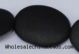 CBS11 15.5 inches 30*40mm oval black stone beads wholesale