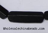 CBS15 15.5 inches 12*40mm cylinder black stone beads wholesale