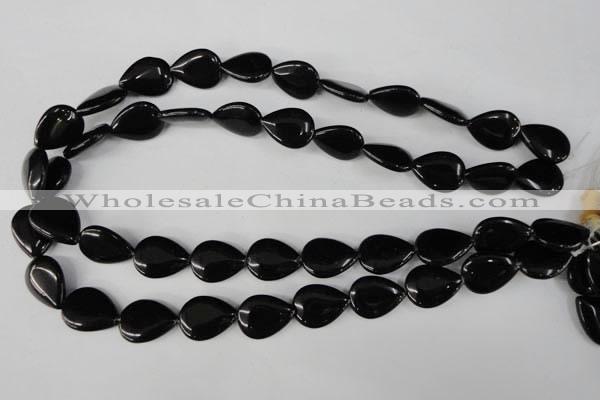 CBS265 15.5 inches 13*18mm flat teardrop blackstone beads wholesale