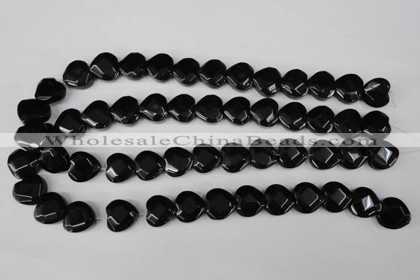 CBS305 15.5 inches 15*15mm faceted heart blackstone beads wholesale