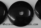 CBS340 15.5 inches 40mm donut blackstone beads wholesale