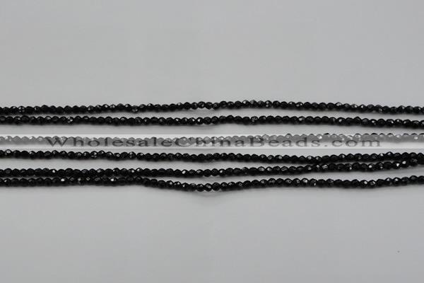 CBS520 15.5 inches 2mm faceted round A grade black spinel beads