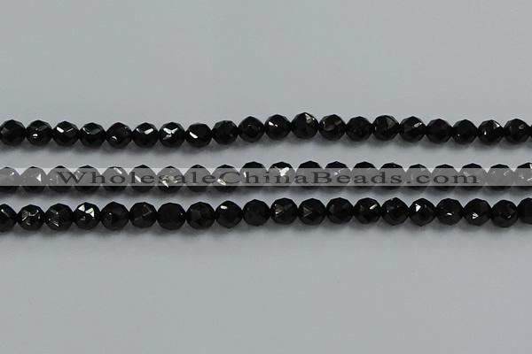 CBS525 15.5 inches 6mm faceted round natural black spinel beads