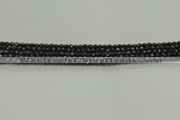 CBS534 15.5 inches 3mm faceted round black spinel beads